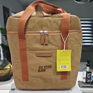 Tan Backpack with Orange Straps